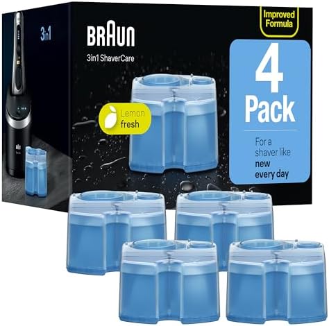 Braun Clean & Renew Refill Cartridges CCR, Cleans your Shaver for Optimal Hygiene, Removes Residual Hair & Skin Particles, Lemon Scent, 22.8 fl oz (Pack of 4)