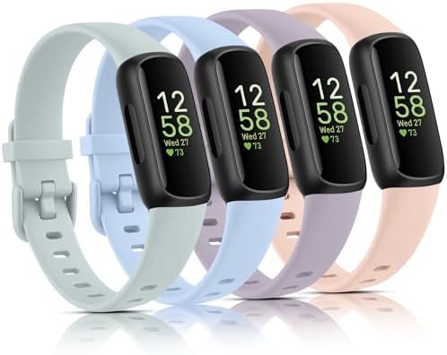 Vancle 4 Pack Bands Compatible with Fitbit Inspire 3 Bands for Women Men, Sport Silicone Adjustable Replacement Straps for Fitbit Inspire 3 Fitness Tracke