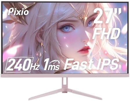 Pixio PX279 Wave Pink 27 inch 240Hz Refresh Rate FHD 1080p Resolution Fast IPS Panel 1ms GTG Resonse Time Gaming Monitor with Adaptive Sync