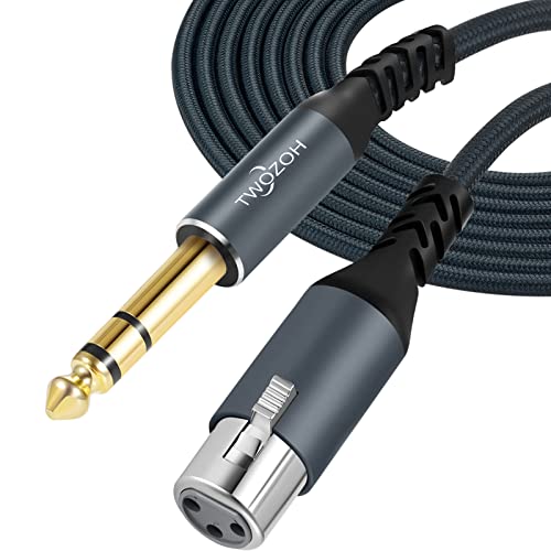 Twozoh XLR Female to 1/4 TRS Cable 30FT, Braided 6.35mm Stereo Jack Balanced to 3pin XLR Microphone Cable