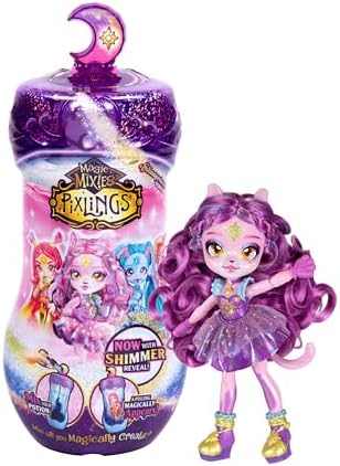 Magic Mixies Pixlings Shimmerverse Series, Create & Mix Magic Potion To Magically Reveal Catlyn the Cat, Watch As This Beautiful 6.5" Shimmerverse Pixling Fashion Doll Appears Inside The Potion Bottle