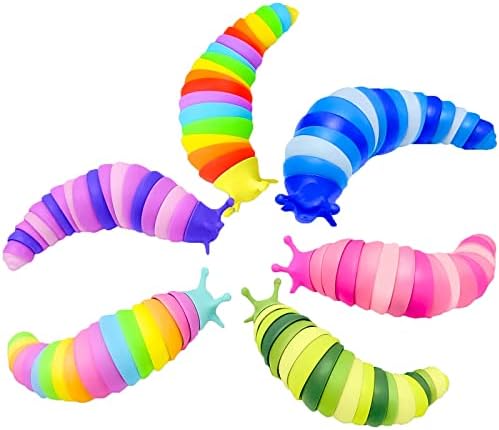 Fidget Toys Slug ,Sensory Slug Fidget Toy for Kids ,Toddler Sensory Toys,Stress Relief Toy,ADHD Autism Toys,Preschool Boy Girl Gifts Idea,Easter Basket Stuffers Gift for Kids(6PCS)