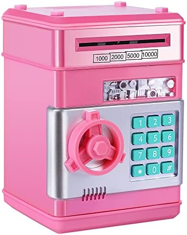 GuDoQi Password Piggy Bank, Digital Electronic Money Bank, Mini ATM Cash Coin Saving Can Toys, Birthday for Kids, Pink