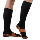 Unisex Copper Compression Socks - Travel Flight Miracle Socks Anti Swelling Fatigue DVT Support Copper Infused Plantar Fasciitis (Large/XL)