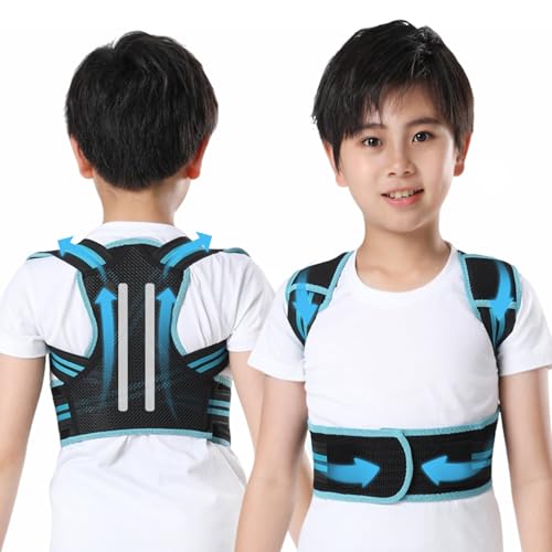 Posture Corrector For Kids - Back Brace Posture Corrector - Spine Corrector, Adjustable Upper Back Posture Brace, Prvent Children Humpback (Blue, M)