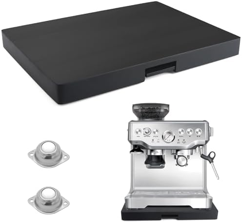 Sliding Tray for Coffee Maker - Appliance Slider 360° Rolling Tray With Wheels & Brake for Kitchen Countertop, Sliding Pull Out Mat for Ninja Air Fryer Coffee Pot Under the Cabinet (16"W ×12"D) Black