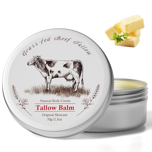 Beef Tallow, Beef Tallow for Skin, Beef Tallow for Face, Grass Fed Beef Tallow, Organic Beef Tallow Balm Face Moisturizer for All Purpose Balm, Natural Beef Tallow Lotion for Skin Care (2.5oz)