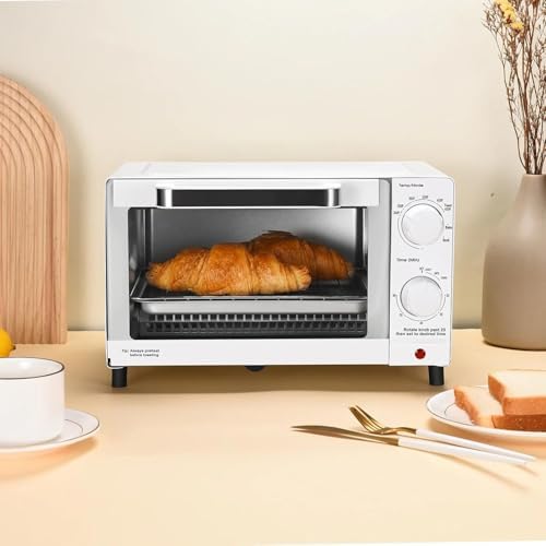 Mainstays 4 Slices Toaster Oven with 3 Settings, includes Baking Rack and Pan, Arctic White, New