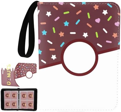 Card Binder Donuts Card Holder Album Trading Cards Holder Zipper Binder for Collection (Choco Donut, 400 Pocket)