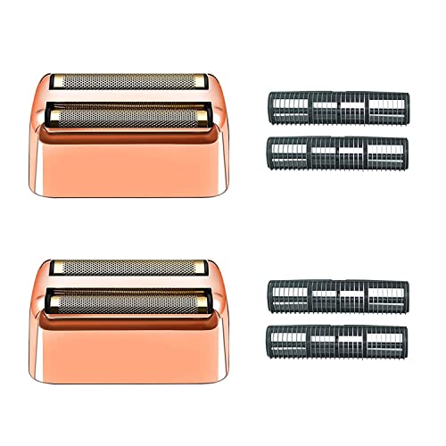 2 pack Professional Replacement Foil and Cutters for BaBylissPRO Barberology Double Foil Shaver, Compatible with BaBylissPRO Barberology FXFS2 Shaver，GoldRose Gold