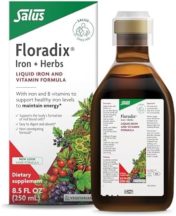 Floradix by Salus Iron & Herbs - Liquid Herbal Supplement for Energy Support - Iron Supplement with Vitamin C & B Complex Vitamins - Liquid Iron Supplement for Men & Women - 8.5 oz