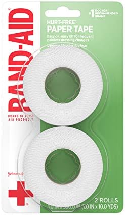 Band-Aid Brand of First Aid Products Hurt-Free Medical Adhesive Paper Tape for Wound Care, Secure Bandages, Gauze & Wound Dressings, Easy Tear, Non-Irritating, 1 Inch by 10 Yards, 2 ct