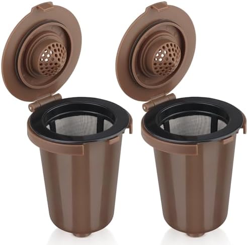 Newly upgraded Reusable Filter Cup for Cuisinart, Compatible with Cuisinart #SS-RFC HomeBarista Reusable Filter Cup, Brown (2 Pack)
