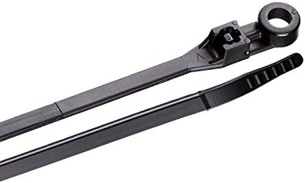 Gardner Bender 48-308UVB Mounting Cable Tie, 8 inch, 50 lb, Electrical Wire and Cord Management, Nylon Zip Tie, 100 Pk, UV Resistant Black