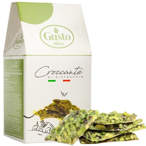GUSTO ETNA Pistachio Brittle, Sweet Pistachio Butter Chews with Pistachio crumbles, Bite Size, Individually Wrapped, 6.7 oz (190 g) Bark, Non GMO, Product of Italy