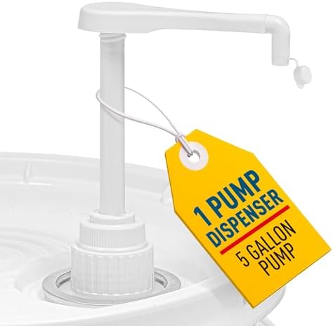 Heavy-Duty 5-Gallon Bucket Pump Dispenser – Compatible with Oil, Laundry Soap, Detergent, Fabric Softener, Degreasers, and More. Includes a Leak-Proof Cap, Making it Ideal for Commercial and Household
