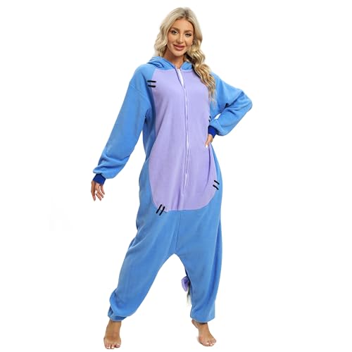 NAITOKE Adults Animal Onesie Halloween Costumes Cosplay Pajamas Purple Blue