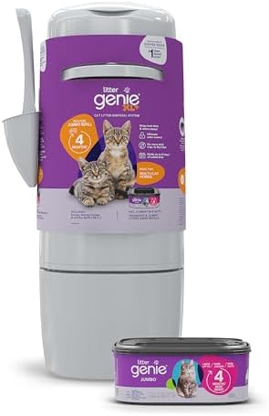 Litter Genie XL+ Pail | Cat Litter Waste Disposal System for Odor Control | Includes 1 Jumbo Refill Bag