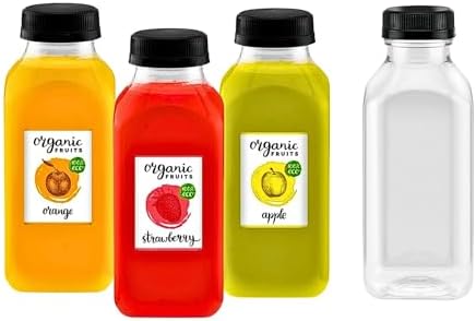Green Direct 12oz Clear Plastic Reusable Juice Bottles with Caps | Empty Water Bottles for Juicing, Smoothies, Shakes | BPA-Free, Durable & Leakproof | Pack of 4
