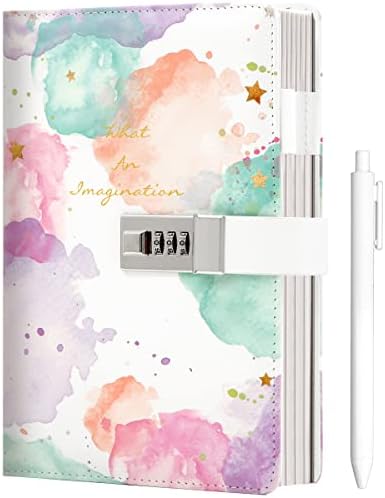 CAGIE Diary for Girls Age 8-12 Gifts for 9 10 11 12 Year Old Girls Diary with Lock, Tie Dye Design 192 Pages Lock Diary with Pen, 5.7 x 8.5 Inch Birthday Gifts for Girl Journal with Lock