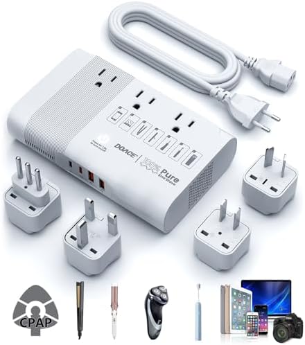 [Game-Changer] DOACE 500W Max 220V to 110V Converter, 50Hz to 60Hz Voltage Converter for European Travel, 100% Pure Sine Wave Power Converter US to Europe for CPAP Hair Straightener Laptop Cell Phone