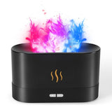 Colorful Flame Air Aroma Diffuser Humidifier, Upgraded 7 Flame Colors Noiseless Essential Oil Diffuser for Home,Office,Yoga with Auto-Off Protection 180mL (8Hours Black)