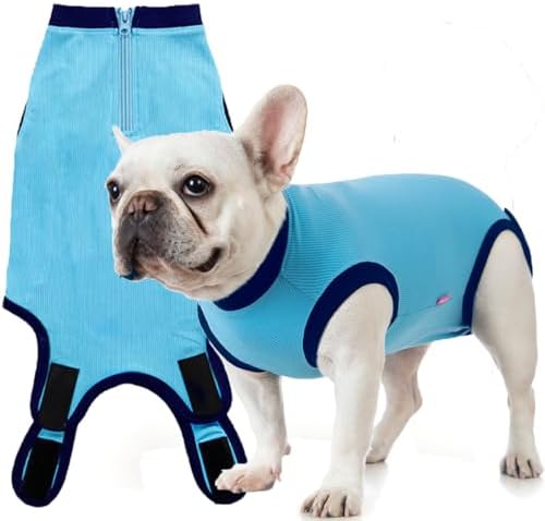 Dog Surgery Recovery Suit for Female Spay,Puppy Surgical Recovery Zip Up Suit,Anti-Licking Bodysuit for Abdominal Wounds,Cone Alternative Recovery Blank Suit for Dogs