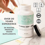 Nutru O-Mega-Zen3 +EPA Vegan Omega 3 Supplement - Fish Oil Alternative - Premium Marine Algal Based Omega-3 DHA and EPA Fatty Acids - Carrageenan Free - 120 Softgels