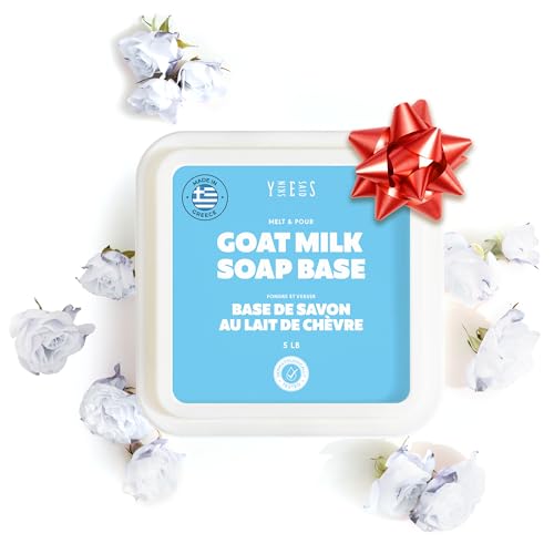 5Lb Goat Milk Soap Base - SLS/SLES Free, No Palm Oil, Organic - Melt and Pour Goats Milk Soap Making Supplies - All Natural, Gentle on Skin, Moisturizing, Perfect for DIY Projects