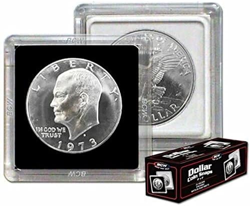 BCW 2x2 Coin Snap - Dollar - 25ct | Coin Holder Case for 38.5mm US Eisenhower Dollar | Snap Together Design | Stackable, Coin Collecting Supplies | Morgan and Peace Dollar Holder