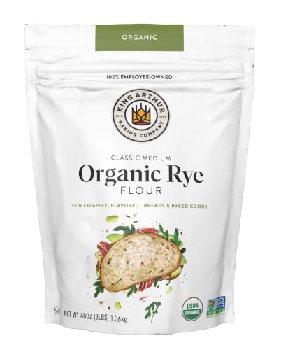 King Arthur, Classic Medium Organic Rye Flour, For Complex, Flavorful Breads & Baked Goods, 100% Organic, Non-GMO Project Verified, 3 Pounds, Pack of 4