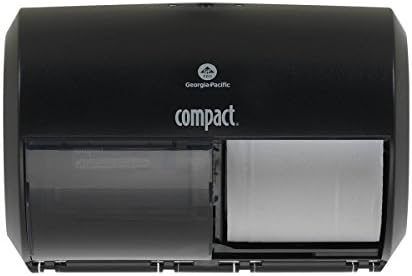 Compact 2-Roll Side-by-Side Coreless High-Capacity Toilet Paper Dispenser by GP PRO (Georgia-Pacific), Black, 56784A, 1 Dispenser