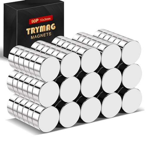 TRYMAG Small Magnets, Rare Earth Magnets, 90Pcs Strong Neodymium Magnets Tiny Round Fridge Magnets for Whiteboard, Refrigerator, DIY, Kitchen, Office Magnets