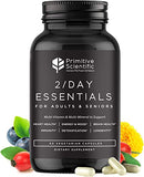 Primitive Scientific Whole Food Multivitamins for Adults & Seniors - Multivitamins for Women & Men - 2X a Day Adult Vitamins with Vitamin A, C & D3 - Natural & Sugar-Free | 60 Caps [30 Servings]