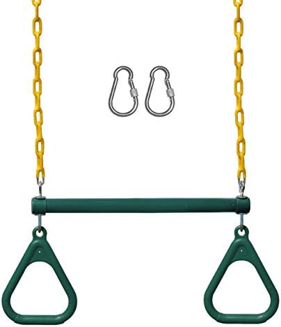 Jungle Gym Kingdom Swing Sets for Backyard, Monkey Bars & Swingset Accessories - Set Includes 18" Trapeze Swing Bar & 48" Heavy Duty Chain with Locking Carabiners - Outdoor Play Equipment (Green)