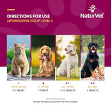 NaturVet – ArthriSoothe-GOLD – Level 3 Advanced Joint Care | Clinically Tested to Support Connective Tissue, Cartilage Health & Joint Movement | Enhanced with Glucosamine, MSM, Chondroitin & Green Lipped Mussel | For Dogs & Cats | 120 Chewable Tablets