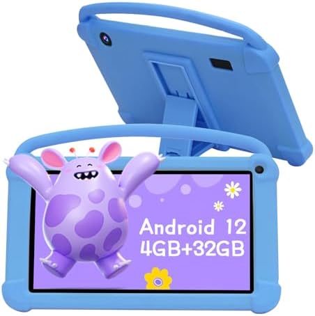 YQSAVIOR Kids Tablets, Android 12 Tablet for Kids, 4GB RAM 32GB ROM Toddler Tablet 7 inch IPS Screen, Parental Control, 2+5MP Dual Camera, Shockproof Case for Educational, Games