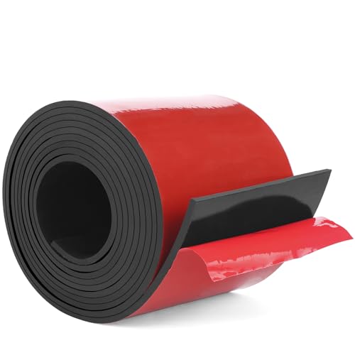 WochiTV Adhesive Solid Rubber Strips, 5" Wide x 1/16" Thick x 60" Long Self Stick Black Neoprene Rubber Rolls Perfect for DIY Insulation Cushion Gasket, Sealing, Liner, Weather Striping