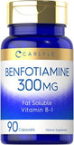 CARLYLE Benfotiamine 300mg | 90 Capsules | Fat Soluble Vitamin B-1 | Non-GMO, Gluten Free