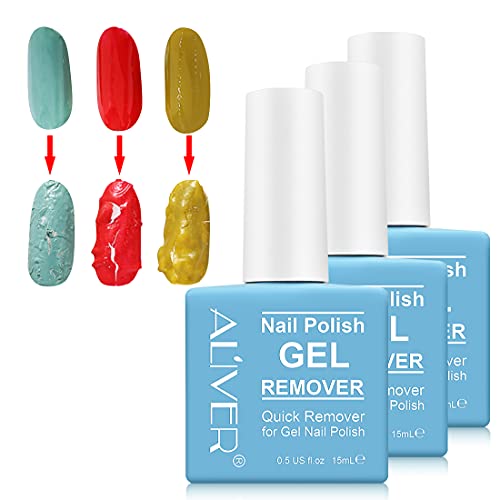 Gel Nail Polish Remover (3 Pack), Professional Gel Polish Remover for Nails, Quickly Soak Off, Easy to Use