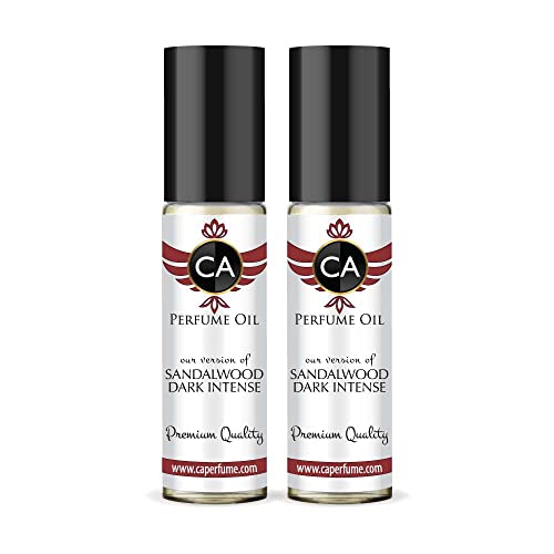 CA Perfume Impression of Emra Sandalwood Dark Intense For Women Replica Fragrance Body Oil Dupes Alcohol-Free Essential Aromatherapy Sample Travel Size Concentrated Long Lasting Roll-On 0.3 Fl Oz-X2