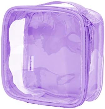 EzPacking Clear TSA Approved 3-1-1 Travel Toiletry Bag for Carry On/Quart Size Transparent Liquids Pouch for Airport Security/Reusable See Through Vinyl & PVC Plastic Organizer Men Women (Lilac)
