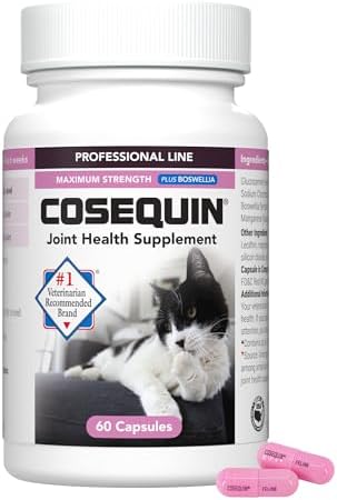 Nutramax Laboratories Cosequin® for Cats Maximum Strength PLUS Boswellia Capsules - Professional Line,Beige,60 Count (Pack of 1)