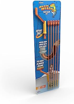 FlexiSnake Drain Weasel Sink Snake Hair Clog Remover Tool, Pipe, Bathroom, Bathtub Cleaner, 18-inch, Made in the USA, 5 Wands and Removable Handle