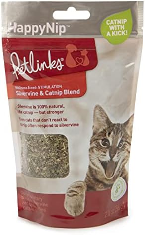 Petlinks HappyNip Silvervine & Catnip Blend, Highly Potent, Resealable Pouch - 2.0 Ounces