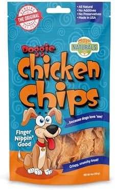 Chip's Naturals Doggie Chicken Chips Small 4 oz All Natural High Protein Low Calorie Healthy Dog Treats, Grain Free Gluten Free USDA Inspected & Approved Chicken Treat for Dogs, Pet Supplies