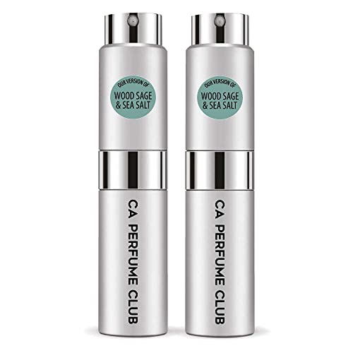 CA Perfume Impression of J. Mlon Wood Sage & Sea Salt For Women & Men Replica Version Fragrance Dupes Concentrated Long Lasting Eau de Parfum Spray Refillable Atomizer Bottle 0.27 Fl Oz-X2