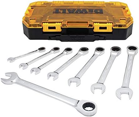 DEWALT Tough Box 8 PC SAE Ratcheting Combination Wrench Set