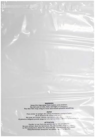 300 Count 9x12 Inch Self Seal Clear Poly Bags with Suffocation Warning for Packaging Clothing, T Shirts, Decorative Wrappers and More with Permanent Adhesive(1.5mil)