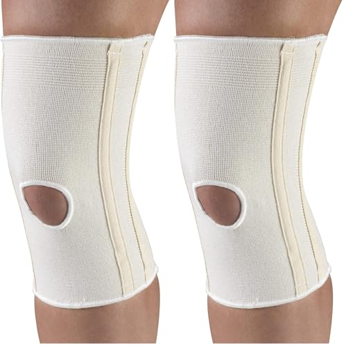 CHAMPION Knee Brace Flexible Stays Knit Elastic, White, Medium (Pack of 2)